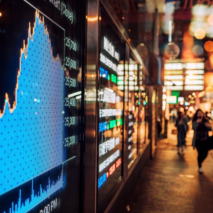 Digital skjerm viser aksjekurs 