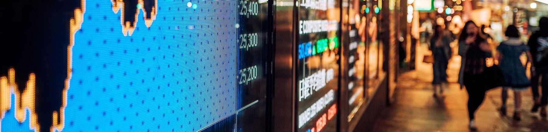 Digital skjerm viser aksjekurs
