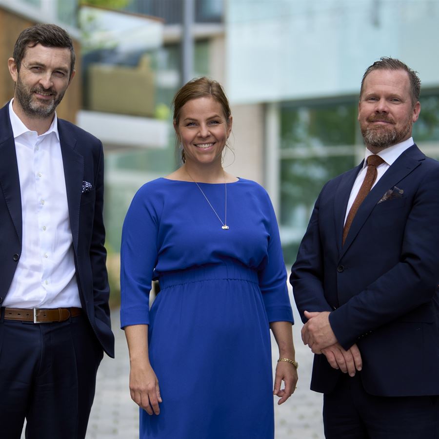 Halfdan Grangård Ole Marius Lauritzen og Marit Elde Spjelkavik fra Handelsbanken