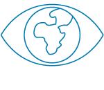 an eye with a world globe in it