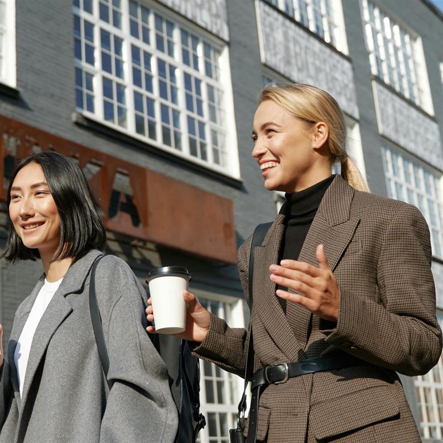 Two women smiling