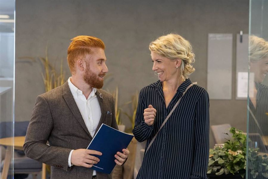 Man and woman smiling