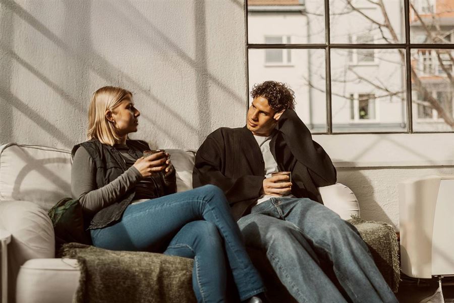 Girl and boy having a coffee